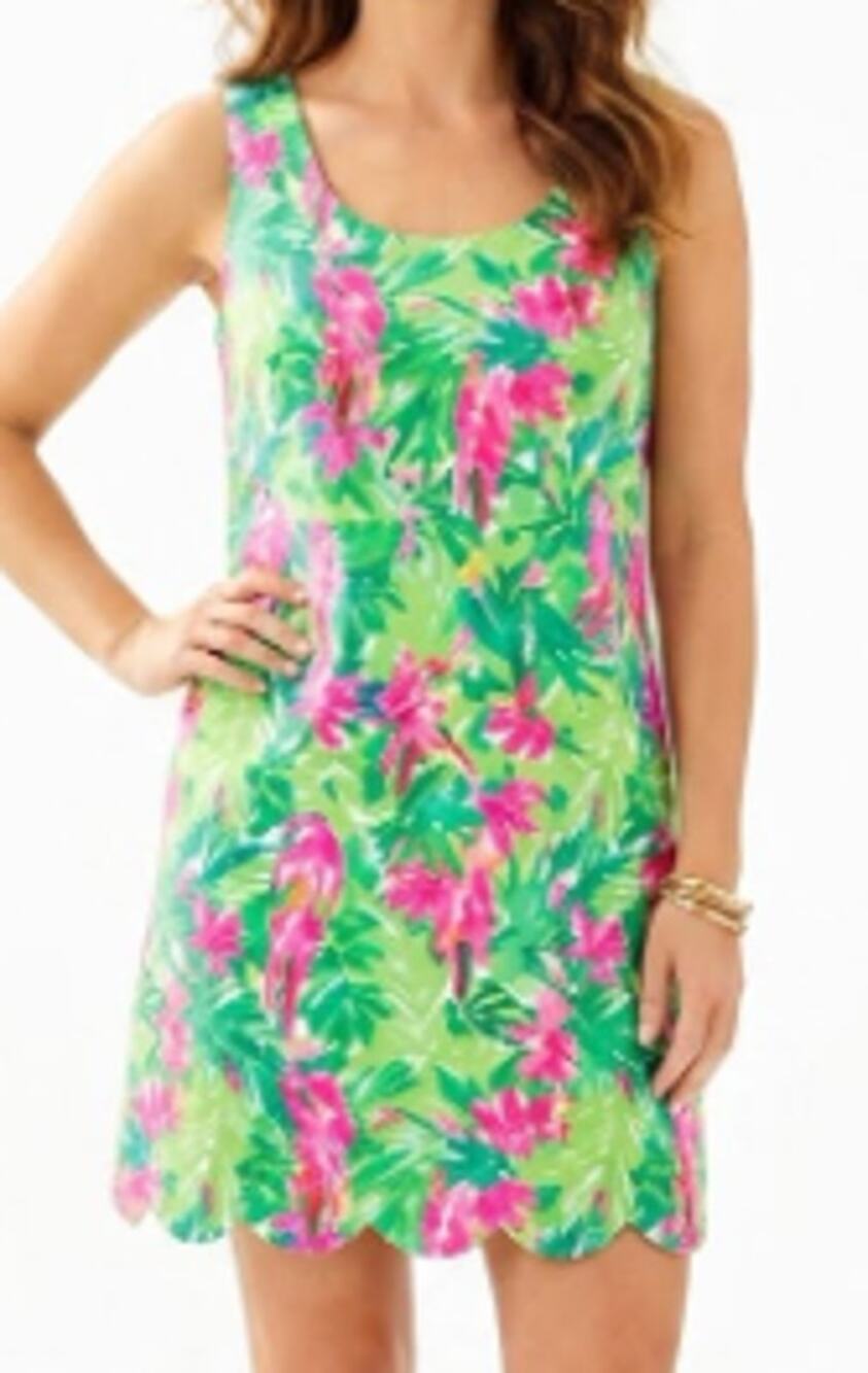 Two of Us Adorable Pink Tropical Bird Print Shift Dress sz XL NWOT
